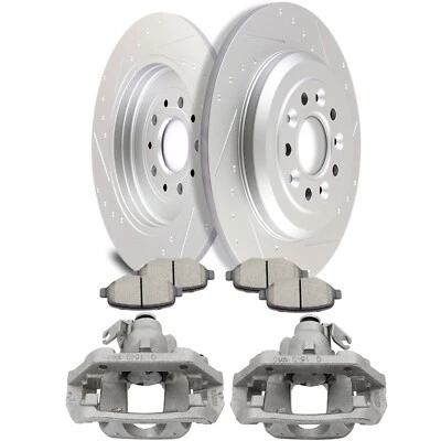 Pinzas de freno traseras y rotor y pastilla de cerámica ranuradas para Ford Explorer 2011-2015 Foto 1 de 4