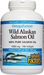 Natural Factors, Wild Alaskan Salmon Oil Provides Omega-3, EPA, DHA & Vitamin D, - Picture 1 of 12