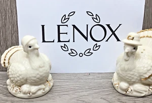Lenox Thanksgiving Fall Mr. & Mrs. Turkey Salt & Pepper Shakers Gold Ivory - Picture 1 of 10