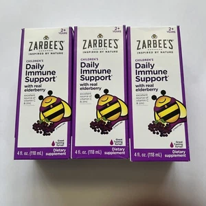 3 Zarbee's Children's Daily Immune Support W/ Real Elderberry Syrup 4Oz 03/25 - Picture 1 of 5