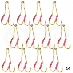 24 Talla 5/0 Oro 4x Gancho de Asistencia para Cuchillo de Velocidad Vertical Mariposa Plantilla Pez ¡WOW! - Imagen 1 de 4