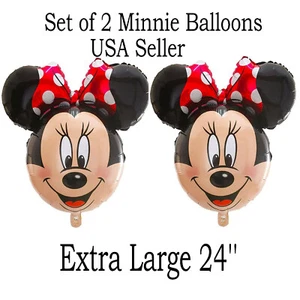 Disney Minnie Mouse Head Shape Foil Balloons Birthday Party Supplies Favor ~ 2ct - Picture 1 of 1