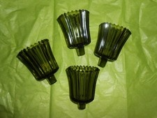 Four Home Interior Green Ribbed Votive Cups