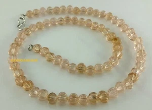 Watermelon Imperial Topaz Carved Hydro Smooth Gemstone Loose Beads 18"Necklace - Picture 1 of 6