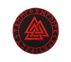 VIKING COMPASS PATCH Vegvisir IRON-ON EMBROIDERED NORSE RUNE - Picture 1 of 2