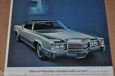 Cadillac Eldorado 1970 página de publicidad, plateado 2 puertas Eldorado Caddy Foto 1 de 4
