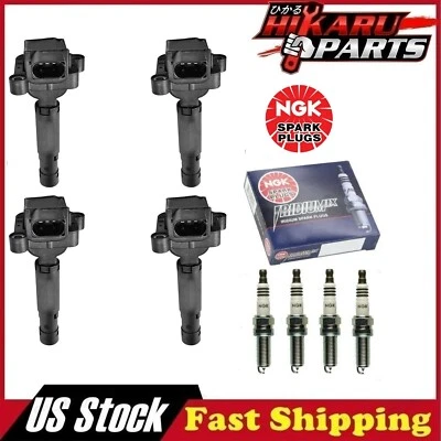 4x NGK Spark Plug & 4x Ignition Coil for Mercedes-Benz SLK250 C250 1.8L L4 - Image 1 of 4