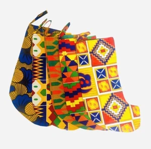 African Print Christmas Stocking Handmade Decor Gift Ankara Santa Stockings - Picture 1 of 9