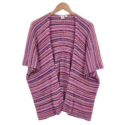 Gap Cardigan Sweater Women Medium Multicolor Striped Knit 100% Cotton Open Front - Image 1 of 4