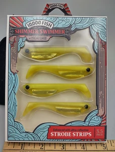NEW 10000 Fish Shimmer Swimmer 3.5" Chartreuse 4 Pack - Picture 1 of 4
