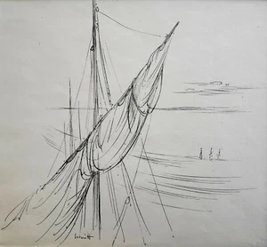 Schütt, Franz-Theodor (1908 Berlin - 1990 Wiesbaden) „Segel“  -Tuschfeder 1951 - Bild 1 von 9