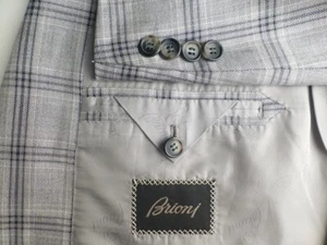 Brioni Blazer 56R/46R Plaid Silk Great Condition Gray Black Jacket Sport Coat - Picture 1 of 13
