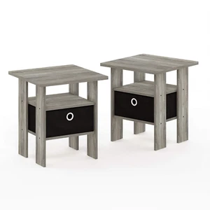 Andrey Set of 2 End Table / Side Table / Night Stand / Bedside Table with Bin Dr - Picture 1 of 7