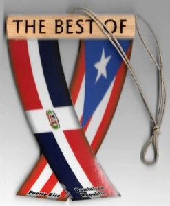 Puerto Rico and Dominican Republic Unity Flagz Rear view mirror mini banners car - Picture 1 of 10