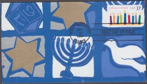 USA # 3672.2 FDC REVALUED 37¢ - PREVIOUS JOINT ISSUE with ISRAEL - HANUKKAH - Picture 1 of 1