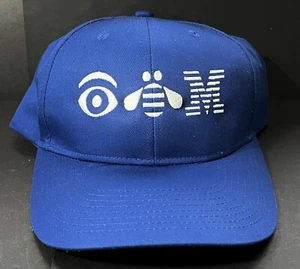 Vintage Port Authority IBM Eye Bee M Hat Blue Computer Adjustable Embroidered - Picture 1 of 7