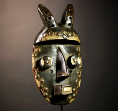 Máscara africana vintage tallada a mano madera tribal Grebo decoración de pared cultural-G4650 Foto 1 de 4