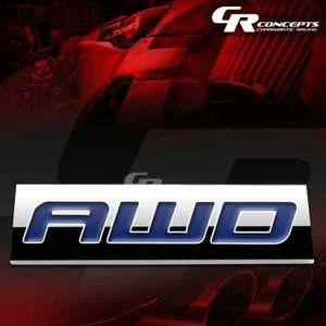 CALCOMANÍA DE EMBLEMA METÁLICO CON LOGOTIPO DE ACABADO INSIGNIA PULIDAS LETRAS AZULES AWD - Imagen 1 de 3