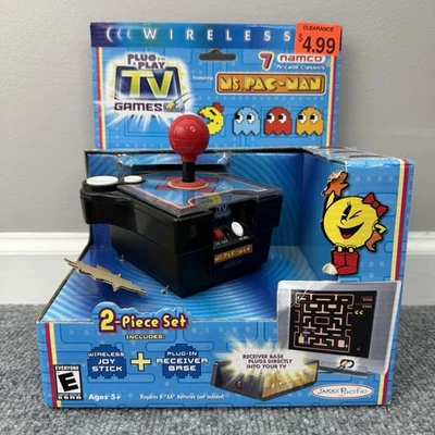 Ms. Pac-Man Plug & Play Wireless TV Arcade Game Namco Jakks Pacific 2004 Sealed - Image 1 of 4