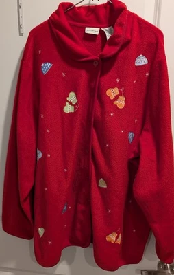 Chaqueta polar blanca ciervo 26W/28W roja mitones motivo talla grande vacaciones usada en excelente estado Foto 1 de 4