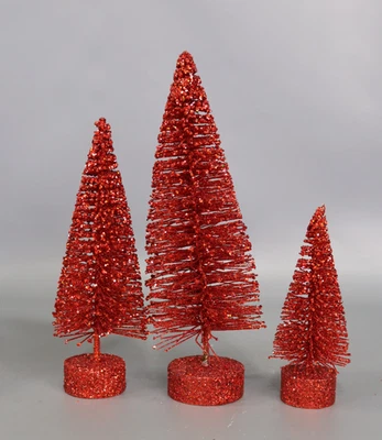 Vickerman 5 /7 /9  Red Glitter Oval Artificial Christmas Tree  Unlit - Image 1 of 4
