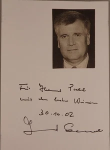 Autógrafo político alemán CSU Horst Seehofer (121201) - Imagen 1 de 2
