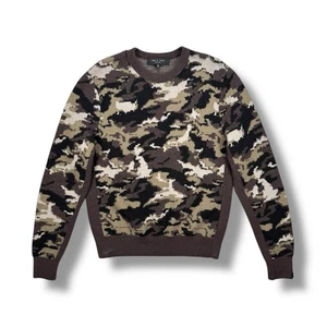Rag & Bone Camo Intarsia Wool Camo Crew Sweater Mens Medium • MINT CONDITION - Picture 1 of 5