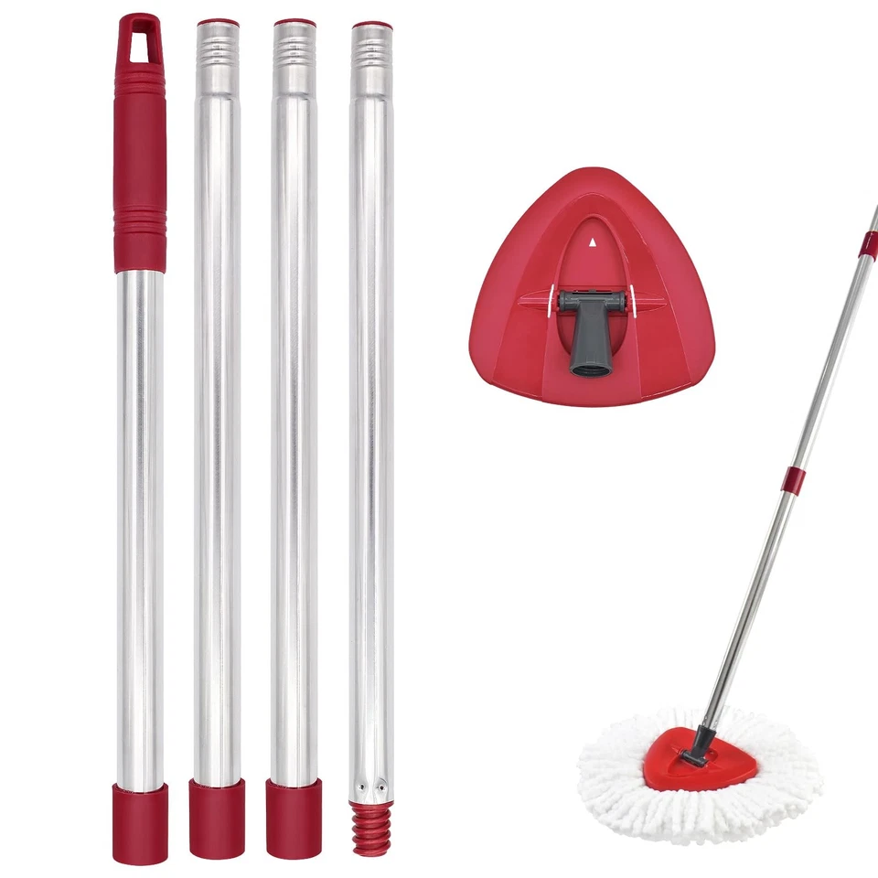 Mango de fregona de repuesto de cedro 30-58 pulgadas ajustable palo y base para fregona giratoria 4 segundos Foto 1 de 4
