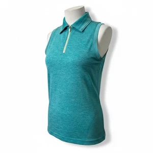 Camiseta sin mangas polo de golf Lululemon verde azulado 1/4 cremallera talla 6 AUS 10 secado rápido - Imagen 1 de 10