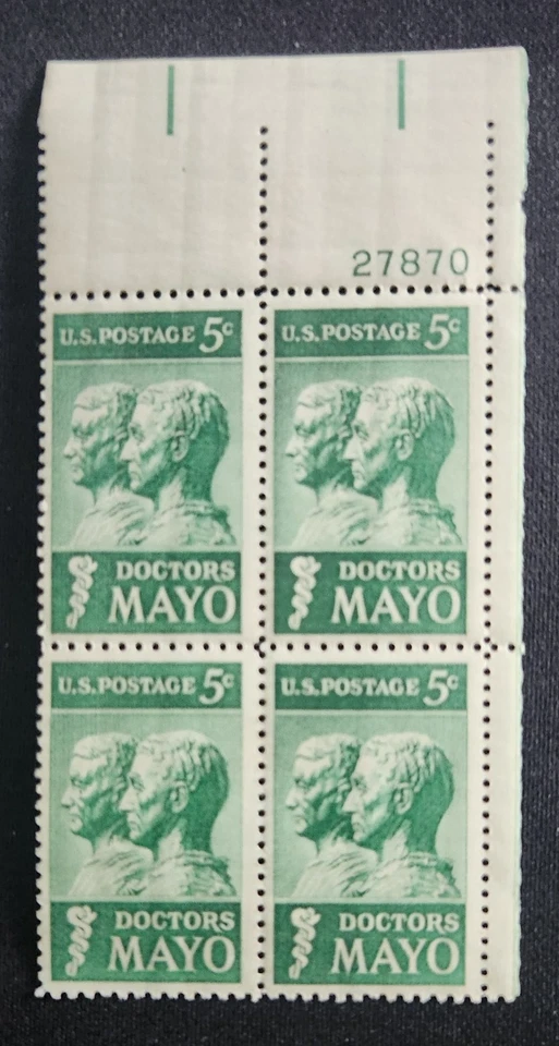 US Scott 1251 - Mayo Brothers - MNH - 1964 Issue - Plate Block of 4 - Image 1 of 1