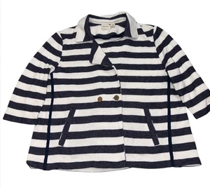 Chicos marineblau & weiß gestreiftes Strick Shirt Jacke Blazer Damen 2 US Large 12 Arbeit - Bild 1 von 9