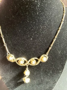 Vintage Kunstperlen Strass Halskette - Bild 1 von 4