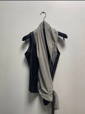 Rick Owens Runway Leather Silk Assemetrikal Avantgarde Vest ss20 Size S - Image 1 of 4