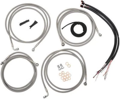 LA Choppers Complete Handlebar Cable and Brake Line Kit - Black LA-8010KT2-08B - Image 1 of 4