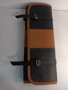 Kochmesser Rolltasche schwarz und braun Leder Koch Kochmesser Aufbewahrung Reise - Bild 1 von 6