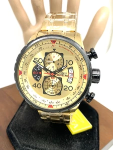 Reloj Hombre Invicta 17205 Aviator Cuarzo Cronógrafo Oro Acero Inoxidable 48mm - Imagen 1 de 14