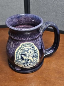 1995 Deneen Pottery MN RenFest Silver Anniversary Purple Belly Mug With... - Bild 1 von 7