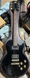 OLD VINTAGE HONDO II LES PAUL BLACK GUITAR With Case - Picture 1 of 7