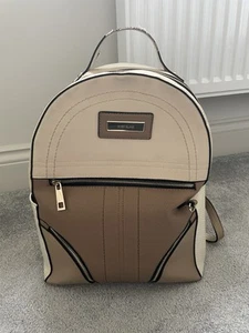 RIVER ISLAND - Beige Pom Pom Zip Front Backpack Used (see description) - Picture 1 of 13