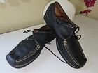 Hush Puppies Carlisle Black Leather Lace Up Loafers Driving Walking Shoes Sz.8W