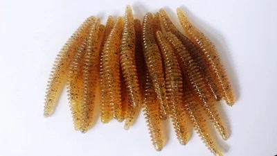 3.5 IN RINGWORM (PUMPKIN PEPPER) DROP SHOT/Finesse Worm/SALT,HVY GARLIC 20 CT - Image 1 of 2