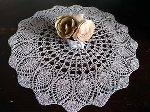 Crochet doily Lace tablecloth Handmade table cover 20 inches Vintage style - Picture 1 of 3