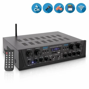 Pyle 500W Karaoke Wireless Bluetooth Amplifier - 4 Channel Stereo Audio - Picture 1 of 7