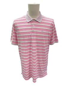 G/Fore Men's Thin Multi Stripe Tech Pique Polo - Blush - Picture 1 of 6