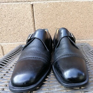 Lopez Taibo Men's Shoes Black Monk Strap Loafers Hand Made US 9.5 - Picture 1 of 12