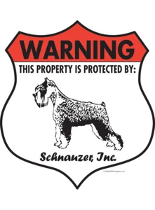 ¡Advertencia! Schnauzer Propiedad Protegida - Cuidado Perro Aluminio Letrero Perro - 7" x 8" - Imagen 1 de 4