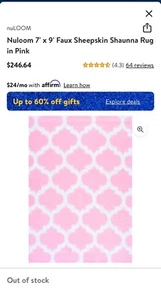 Pink & White Faux Fur W/ Sheepskin Backing Area Throw Rug By Nuloom 7’ X 9’ - Picture 1 of 9