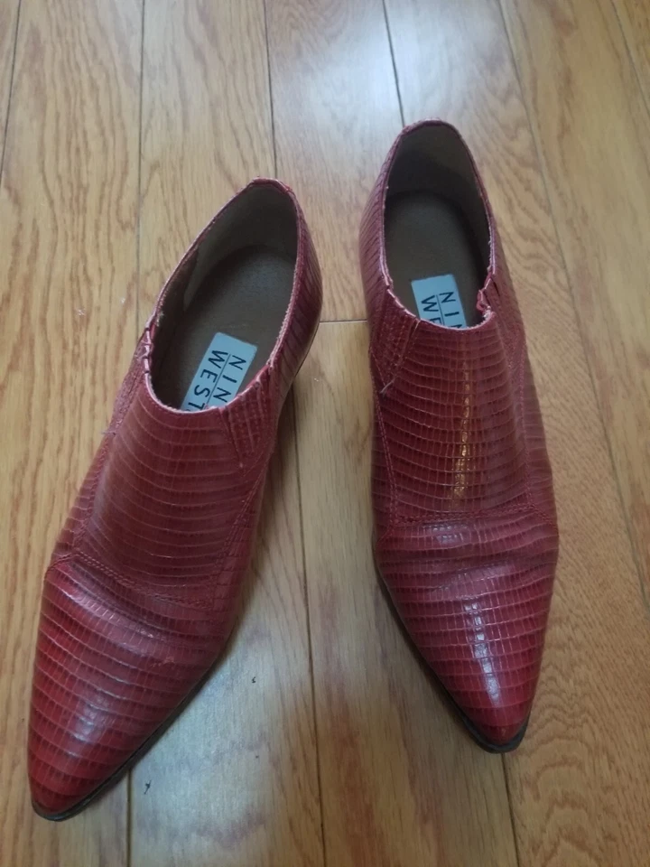 ZAPATOS VAQUEROS OCCIDENTALES DE PIEL DE SERPIENTE ROJA VINTAGE NINE WEST TALLA 6,5 Foto 1 de 4