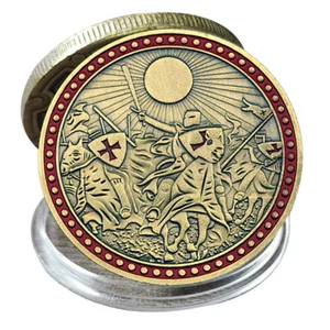 The Knight Templar Coppery Challenge Coin Armor Red Cross Medal Craft - Picture 1 of 9
