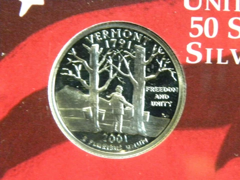 2001 S SILVER GEM PROOF VERMONT STATE QUARTER 90% SILVER FREE SHIP Cover